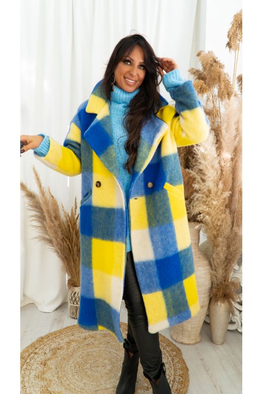 Płaszcz Alison krata blue-yellow